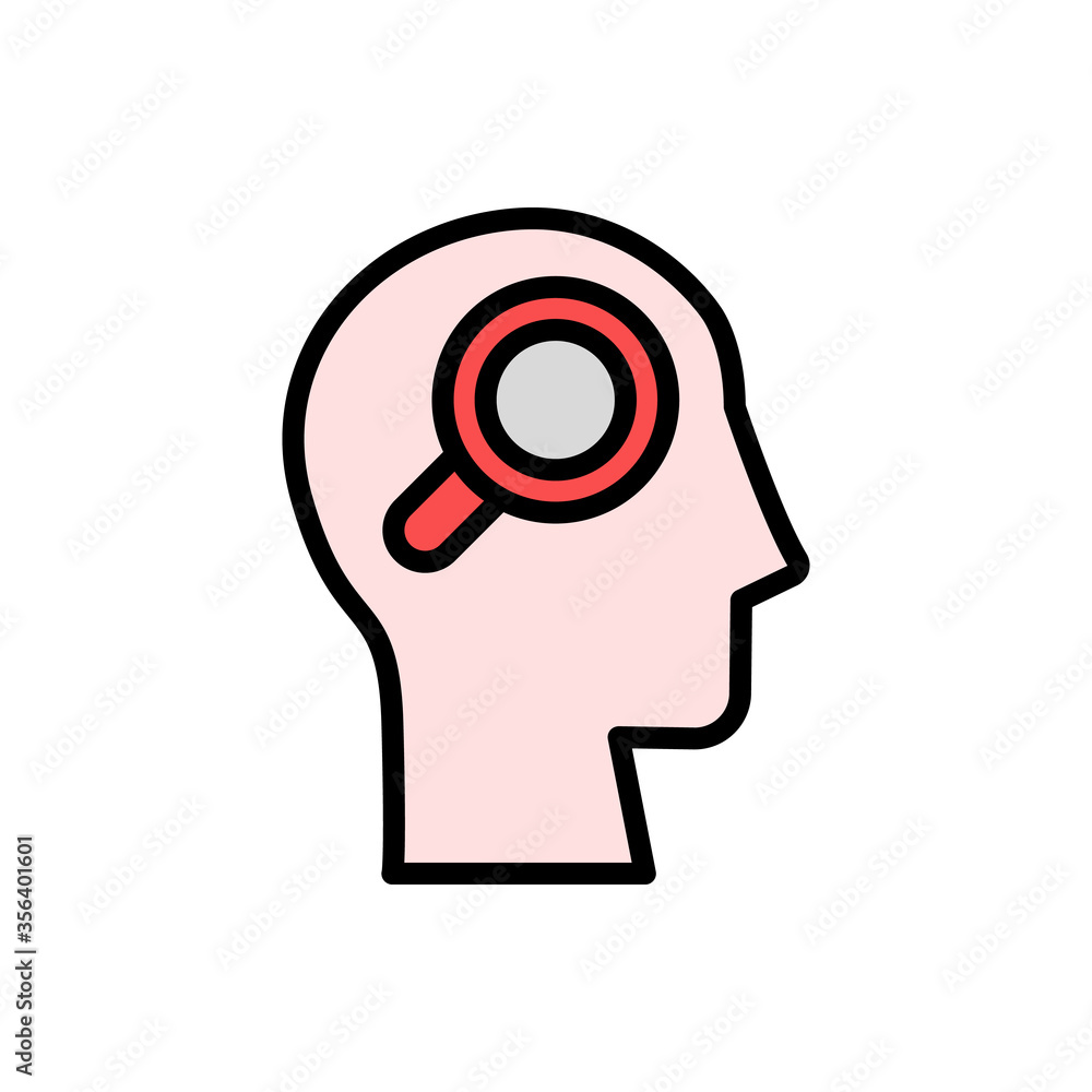 Aufkleber head magnifier icon. simple color with outline vector elements of brain process icons for ui and ux,