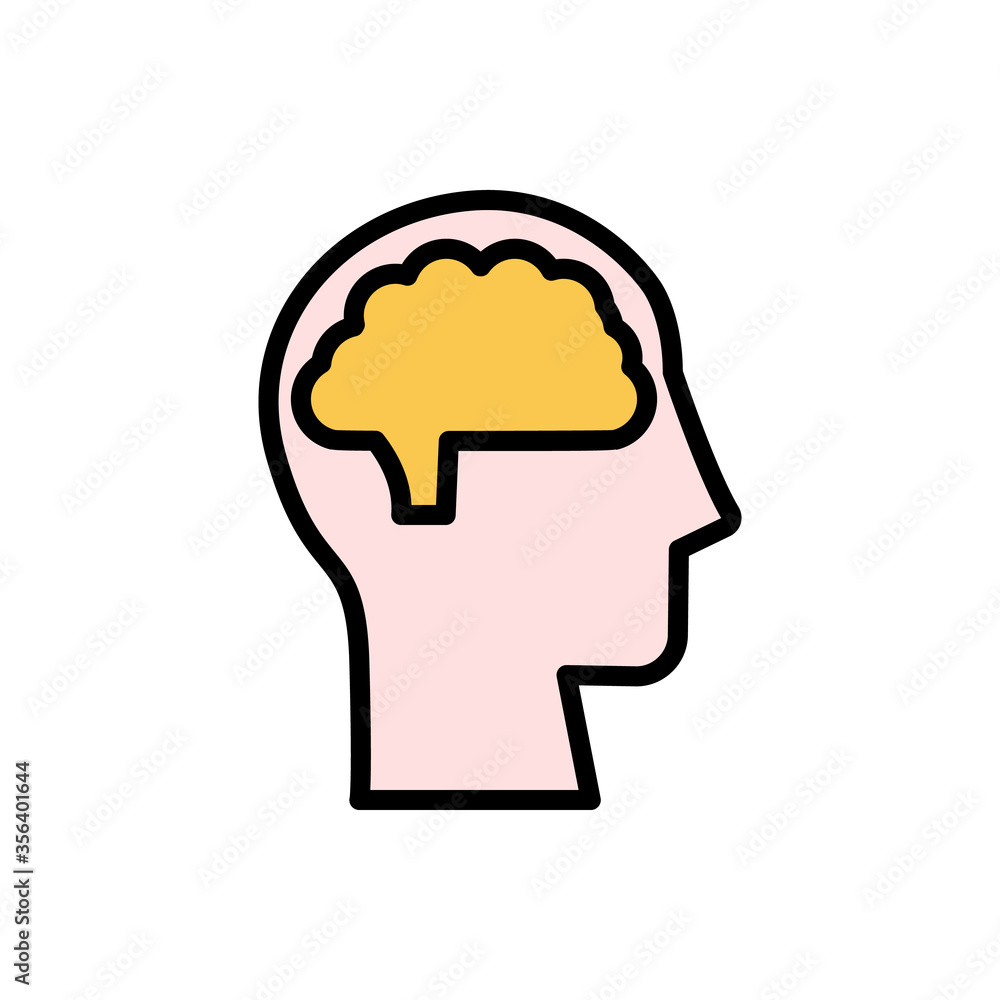 Aufkleber head brain icon. simple color with outline vector elements of brain process icons for ui and ux, web