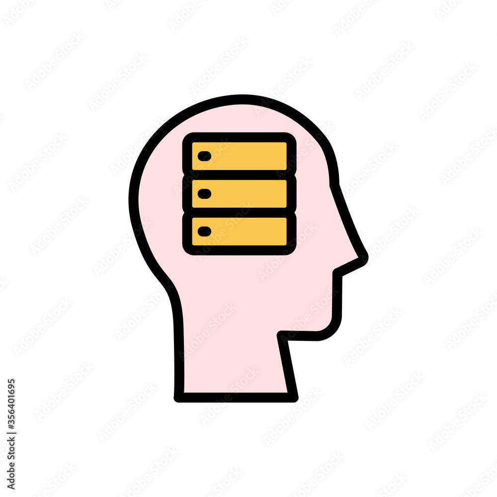 Aufkleber head data icon. simple color with outline vector elements of brain process icons for ui and ux, webs