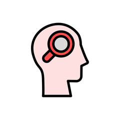 head magnifier icon. Simple color with outline vector elements of brain process icons for ui and ux, website or mobile application