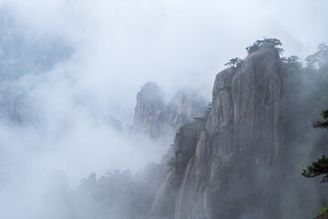 sanqing mountain in cloud fog