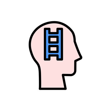 head stairs icon. Simple color with outline vector elements of brain process icons for ui and ux, website or mobile application