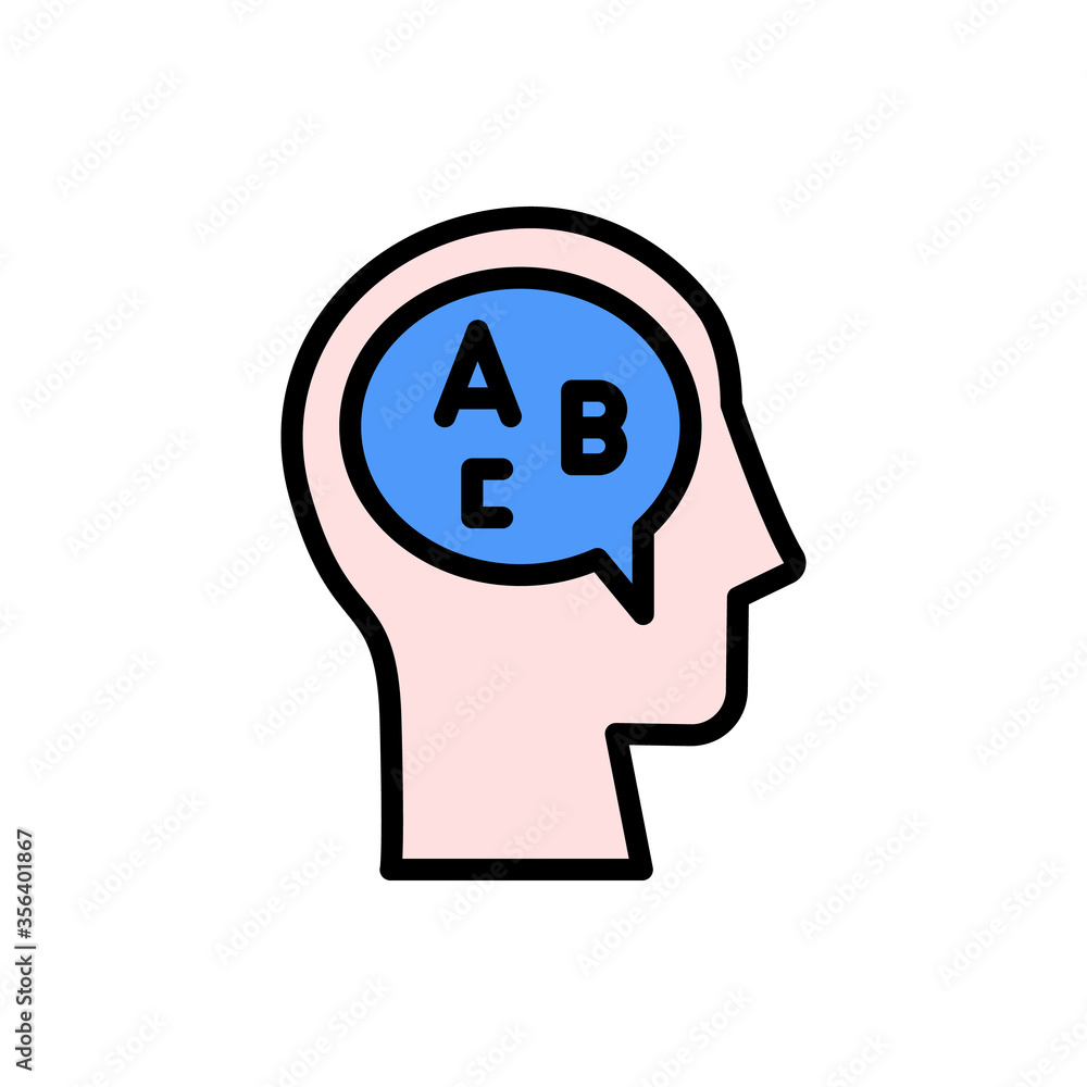 Poster head chat letter icon. simple color with outline vector elements of brain process icons for ui and u