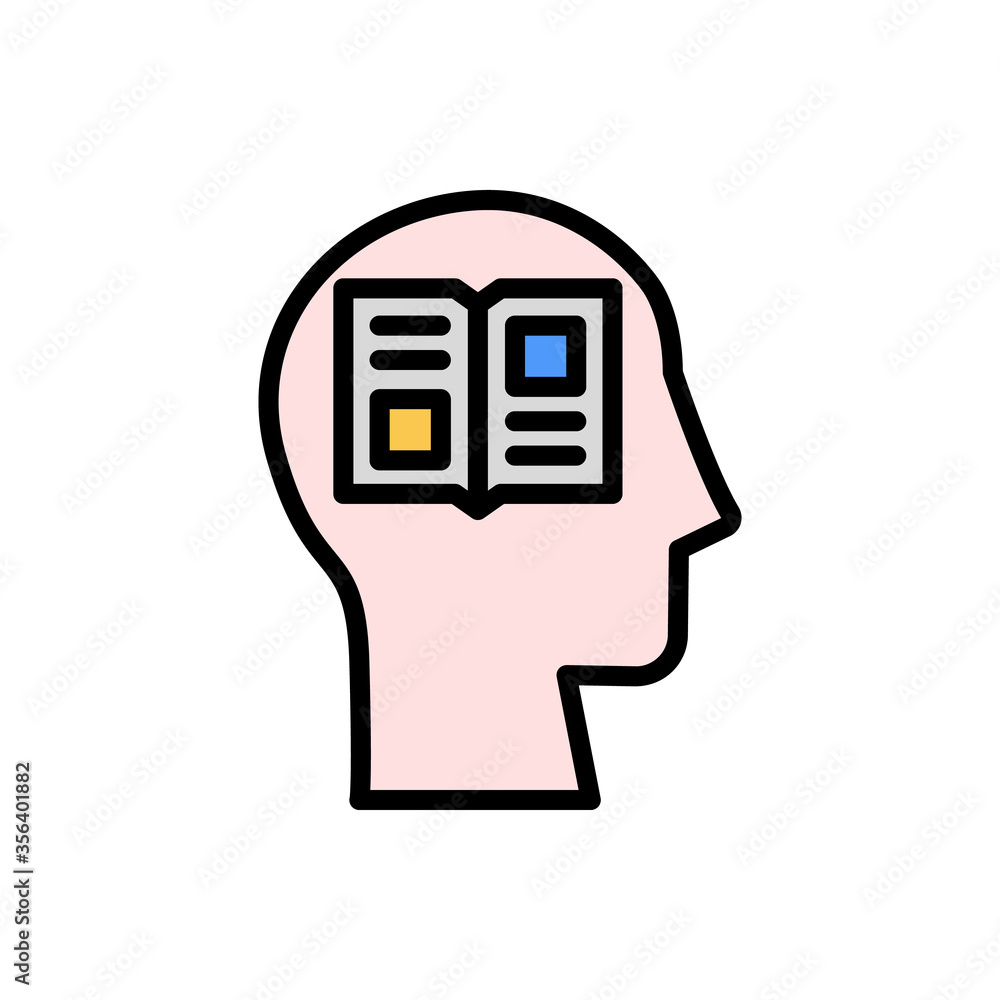 Poster head book icon. simple color with outline vector elements of brain process icons for ui and ux, webs
