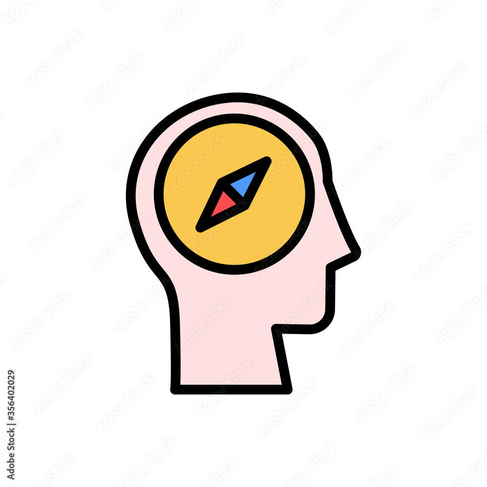 Aufkleber head compass icon. simple color with outline vector elements of brain process icons for ui and ux, w
