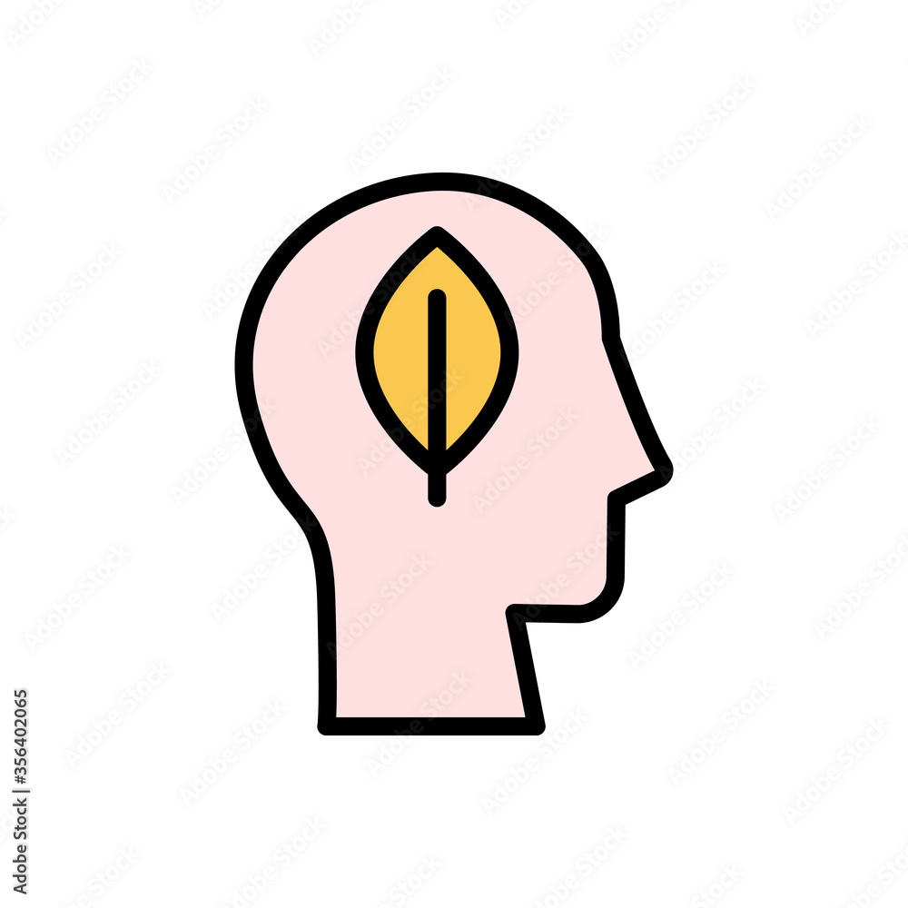 Aufkleber head leaf icon. simple color with outline vector elements of brain process icons for ui and ux, webs