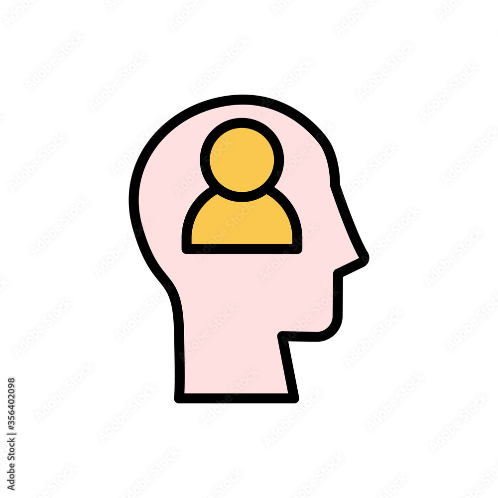 Poster head avatar man icon. simple color with outline vector elements of brain process icons for ui and ux
