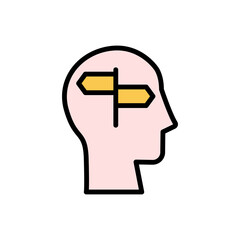 head signboard icon. Simple color with outline vector elements of brain process icons for ui and ux, website or mobile application