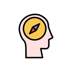 head compass icon. Simple color with outline vector elements of brain process icons for ui and ux, website or mobile application