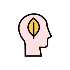 head leaf icon. Simple color with outline vector elements of brain process icons for ui and ux, website or mobile application