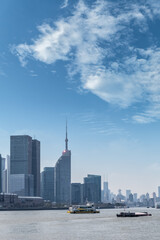 Fototapeta premium shanghai cityscape in sunny sky