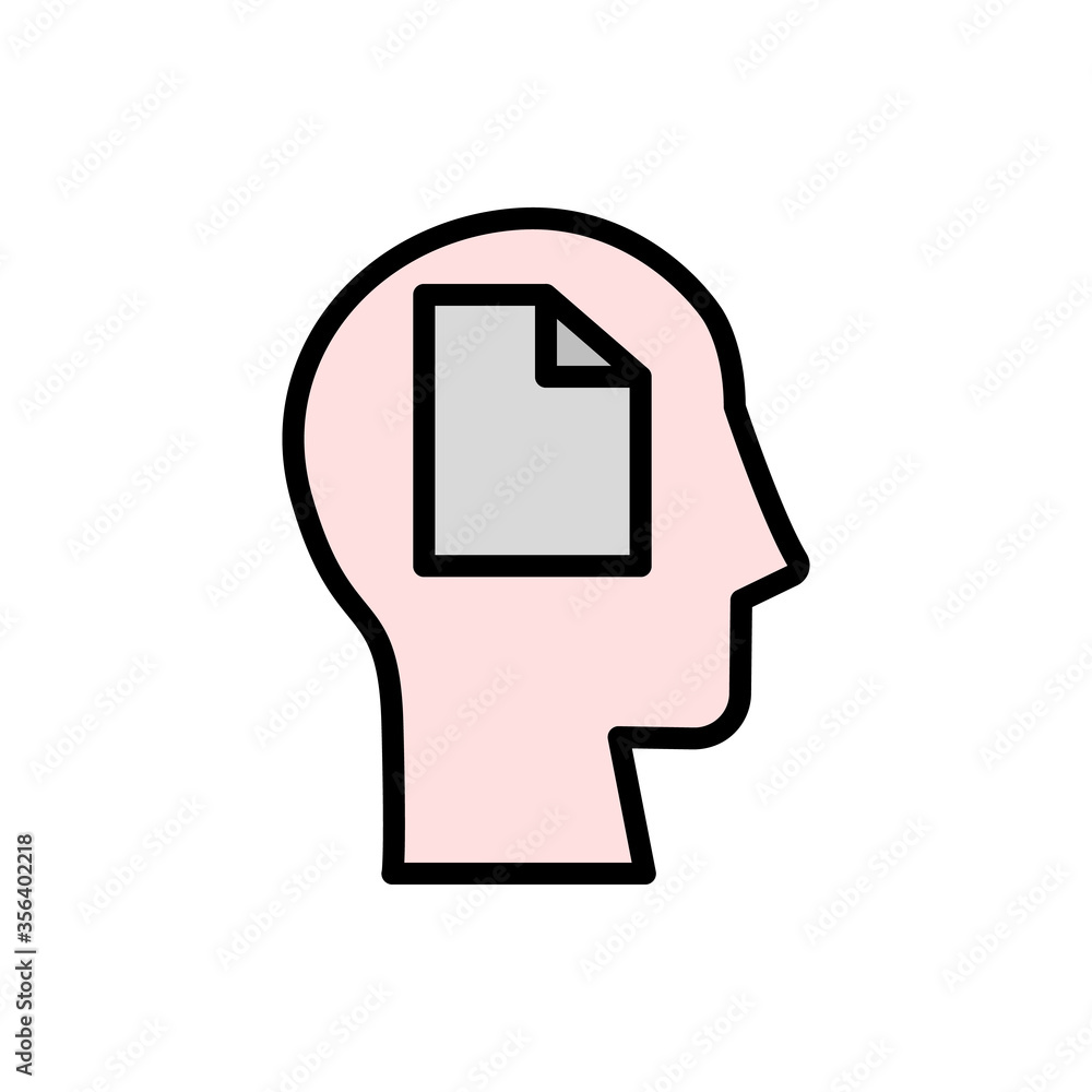 Poster head document icon. simple color with outline vector elements of brain process icons for ui and ux, 