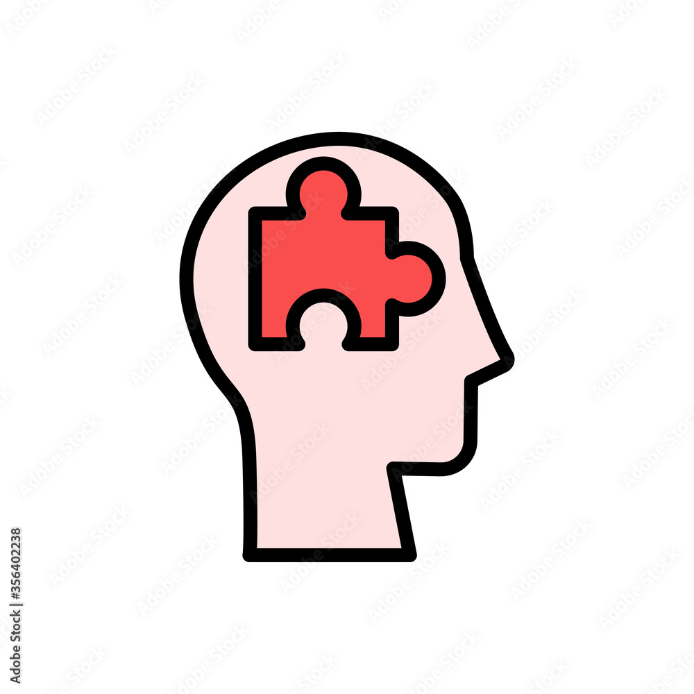 Poster head puzzle icon. simple color with outline vector elements of brain process icons for ui and ux, we