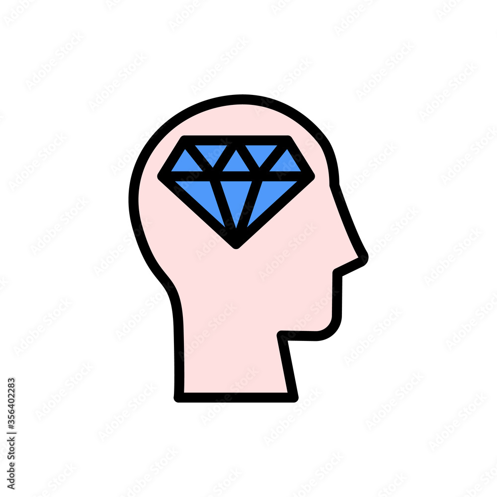Poster head diamond icon. simple color with outline vector elements of brain process icons for ui and ux, w