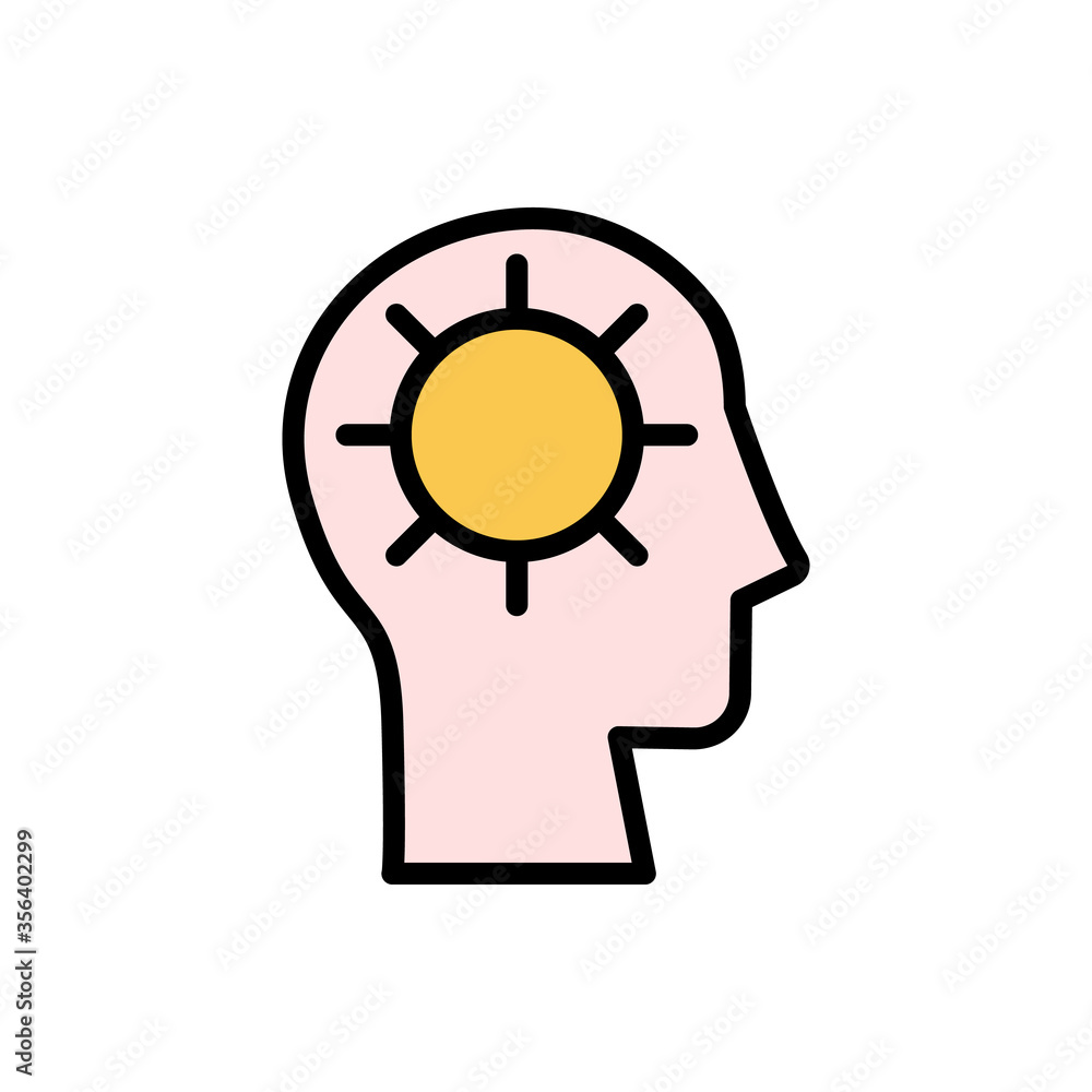 Poster head sun icon. simple color with outline vector elements of brain process icons for ui and ux, websi