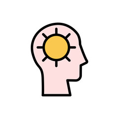 head sun icon. Simple color with outline vector elements of brain process icons for ui and ux, website or mobile application