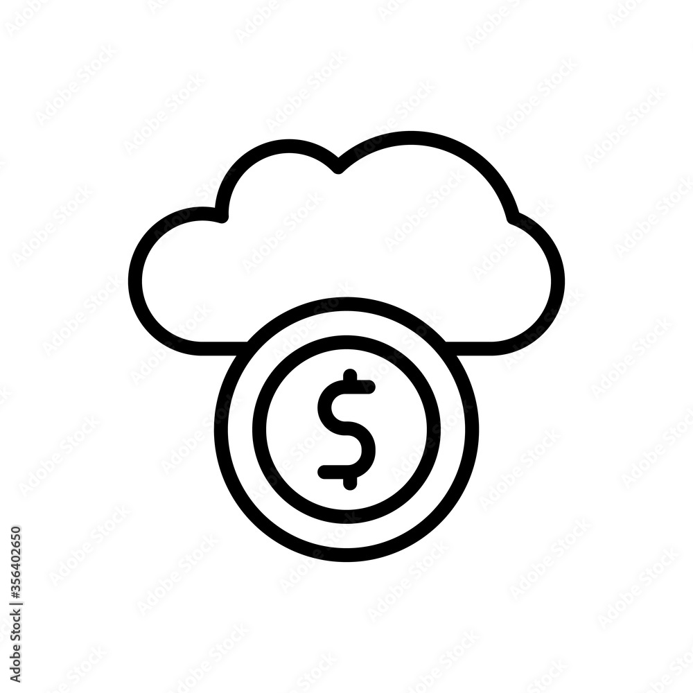 Poster cloud, dollar icon. simple line, outline vector elements of internet storage icons for ui and ux, we