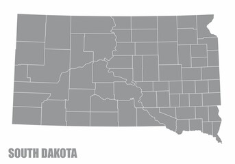 The South Dakota State County Map isolated on white background - obrazy, fototapety, plakaty