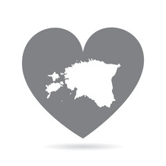 Estonia country map inside a grey love heart. National pride