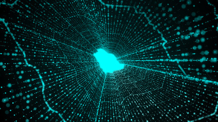 Saudi Arabia Technology Tunnel, data flow, digital map, high tech lines, KSA, Riyadh