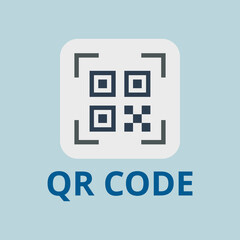 QR code icon vector. Technology and business concept. Flat design on light blue background.
