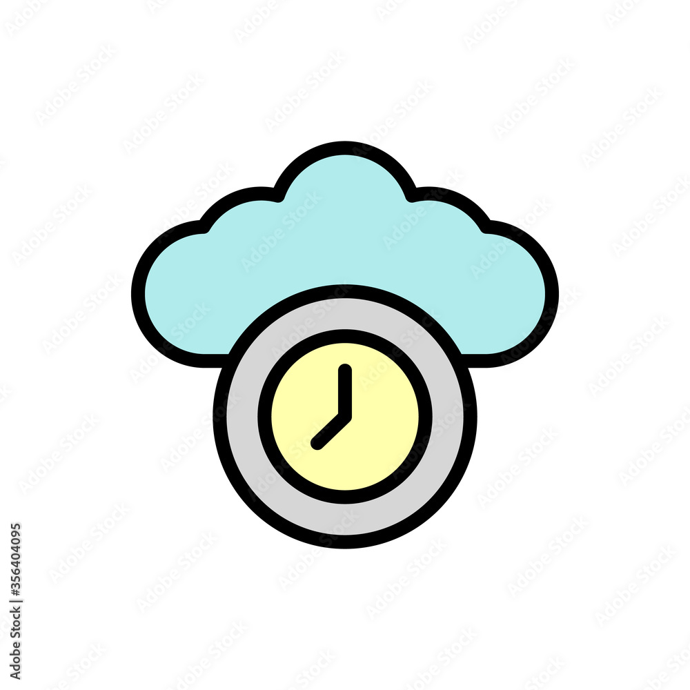 Poster cloud, clock icon. simple color with outline vector elements of internet storage icons for ui and ux