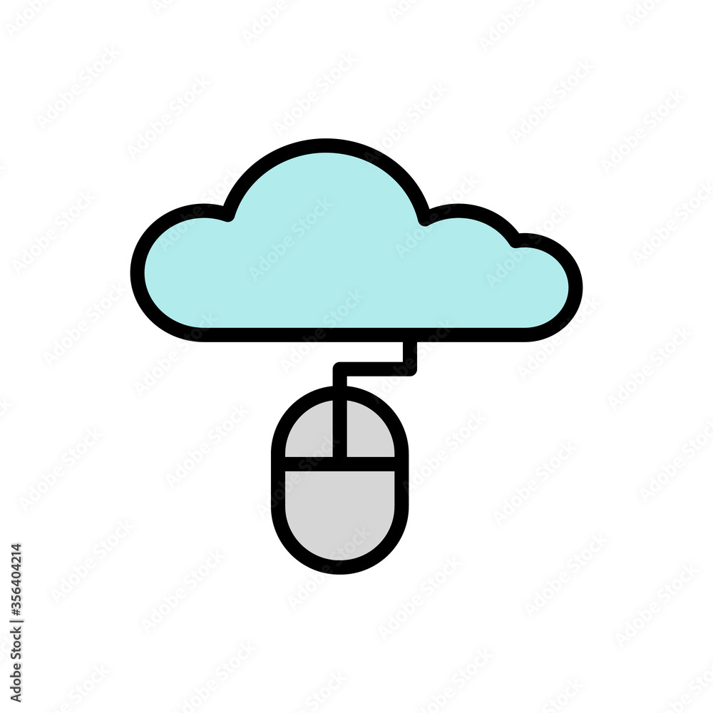 Aufkleber cloud, mouse icon. simple color with outline vector elements of internet storage icons for ui and ux
