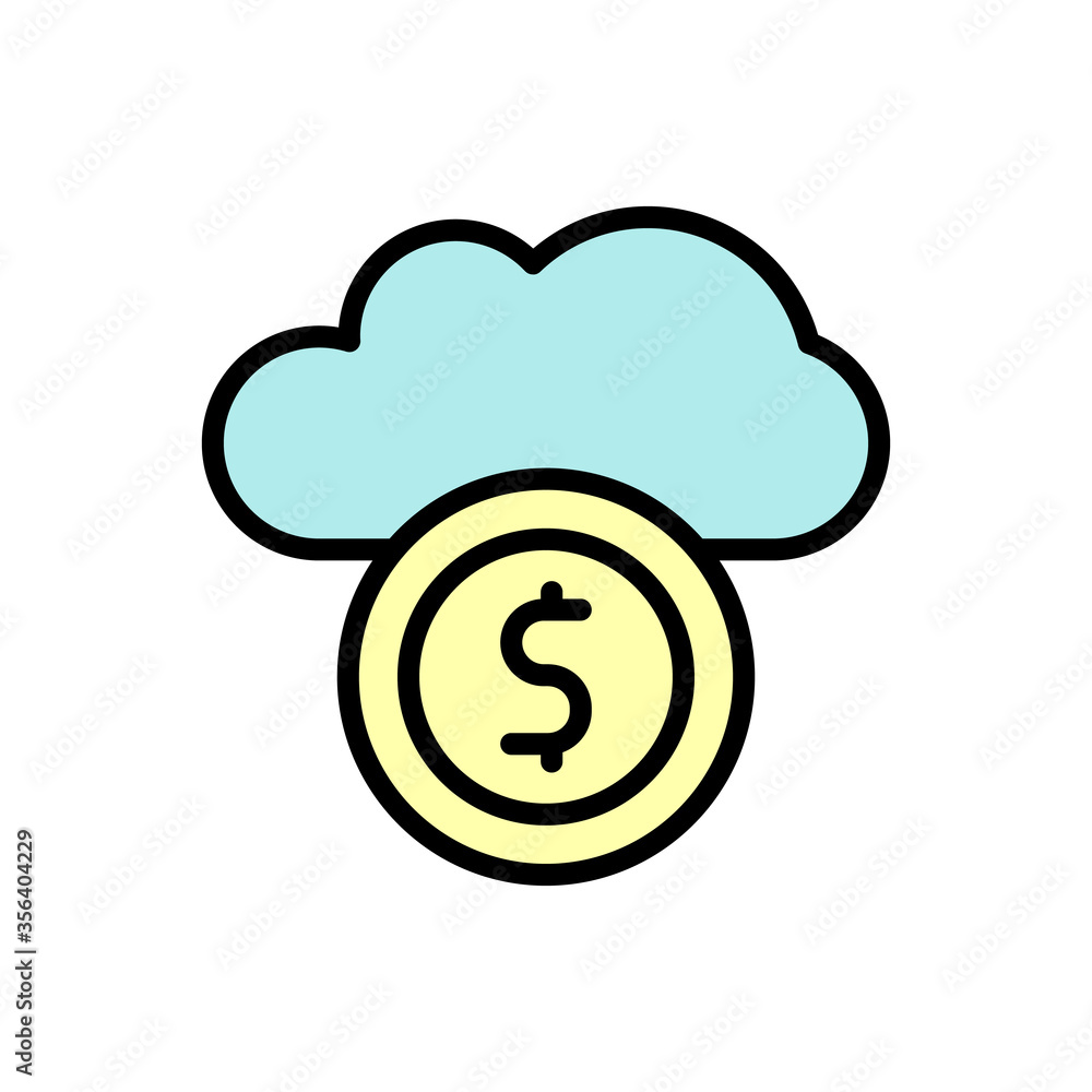 Poster cloud, dollar icon. simple color with outline vector elements of internet storage icons for ui and u