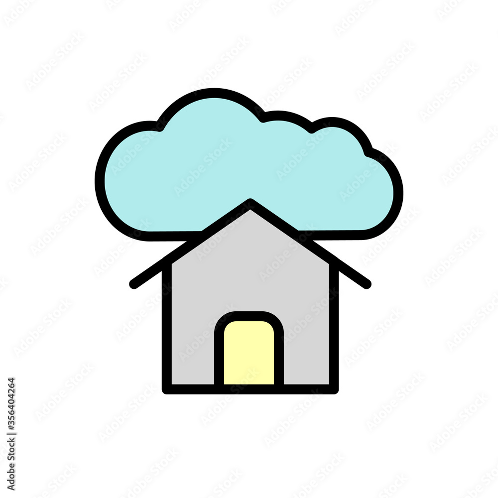 Poster cloud, house icon. simple color with outline vector elements of internet storage icons for ui and ux