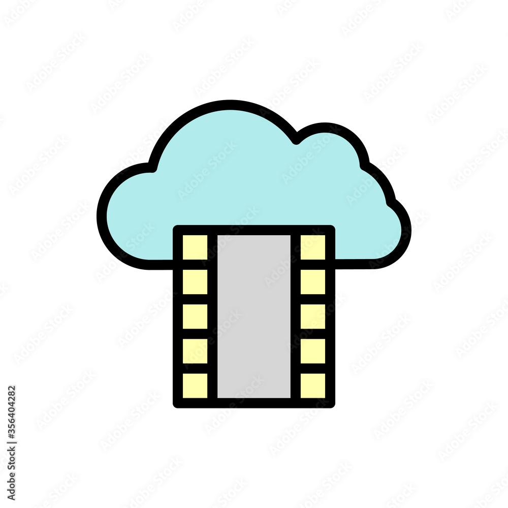 Poster cloud, film strip icon. simple color with outline vector elements of internet storage icons for ui a