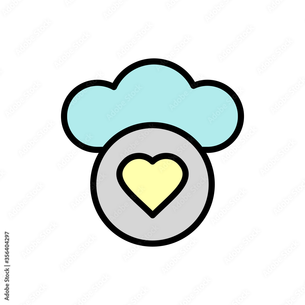 Aufkleber cloud, heart icon. simple color with outline vector elements of internet storage icons for ui and ux