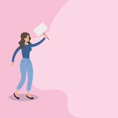 young woman protesting with placard