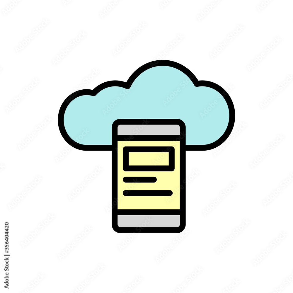 Poster cloud, telephone icon. simple color with outline vector elements of internet storage icons for ui an