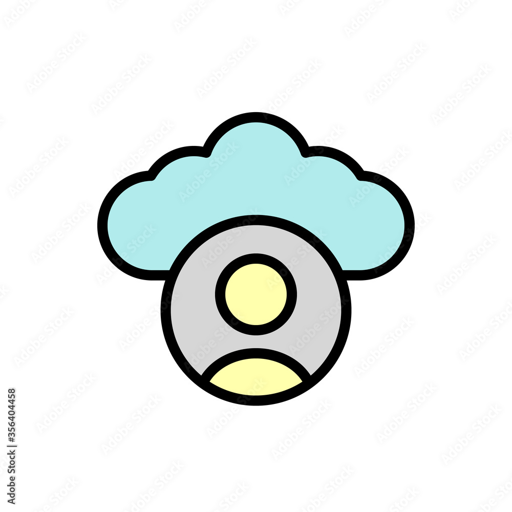 Aufkleber cloud, user icon. simple color with outline vector elements of internet storage icons for ui and ux,