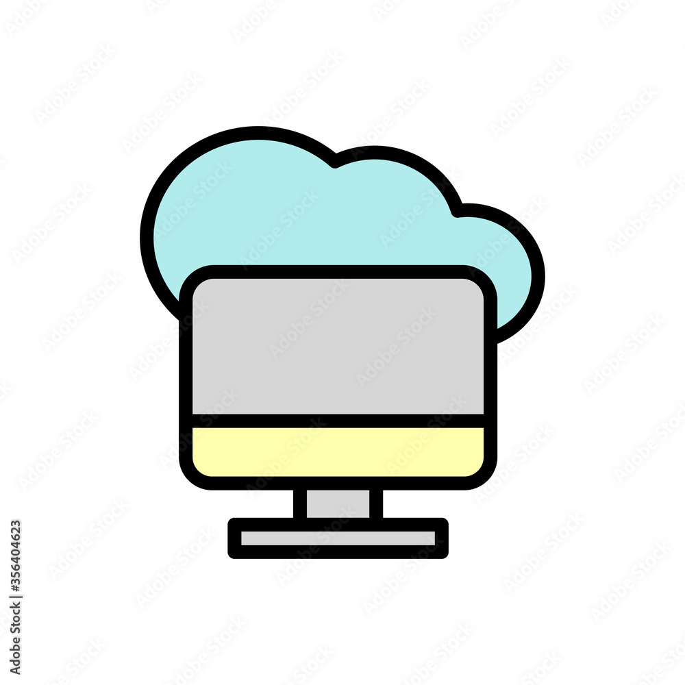Aufkleber cloud, monitor icon. simple color with outline vector elements of internet storage icons for ui and 