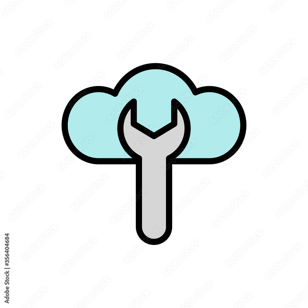 Poster cloud, wrench icon. simple color with outline vector elements of internet storage icons for ui and u