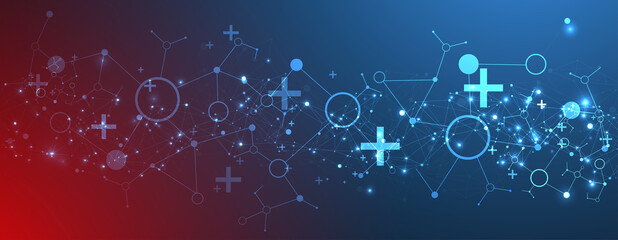 Template for science and technology presentation. Plexus style background.