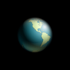 World map rising sun. Solar eclipse globe icon, space sunlight. Planet Earth sunny glow background view from space. Continents world Sunshine picture. Colorful solar eclipse astro poster presentation
