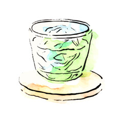 手描きイラスト：コップに入ったお茶