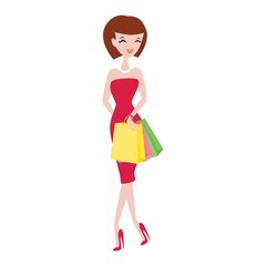 fashionable woman with shopping bags