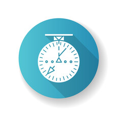 Aeronautical navigational blue radar flat design long shadow glyph icon. Modern navigation technology for aircrafts.. Radio frequency scanner with indicators Silhouette RGB color illustration
