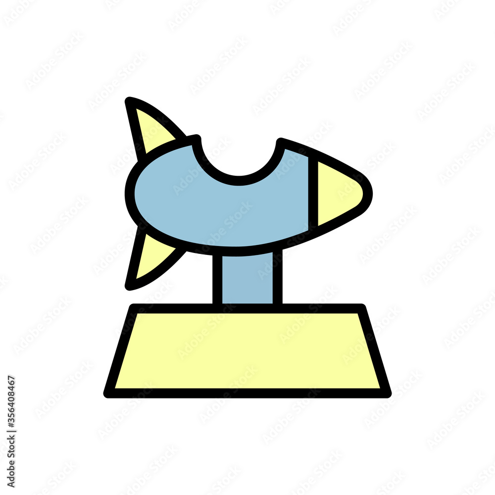 Poster rocket, toy icon. simple color with outline vector elements of kindergarten icons for ui and ux, web