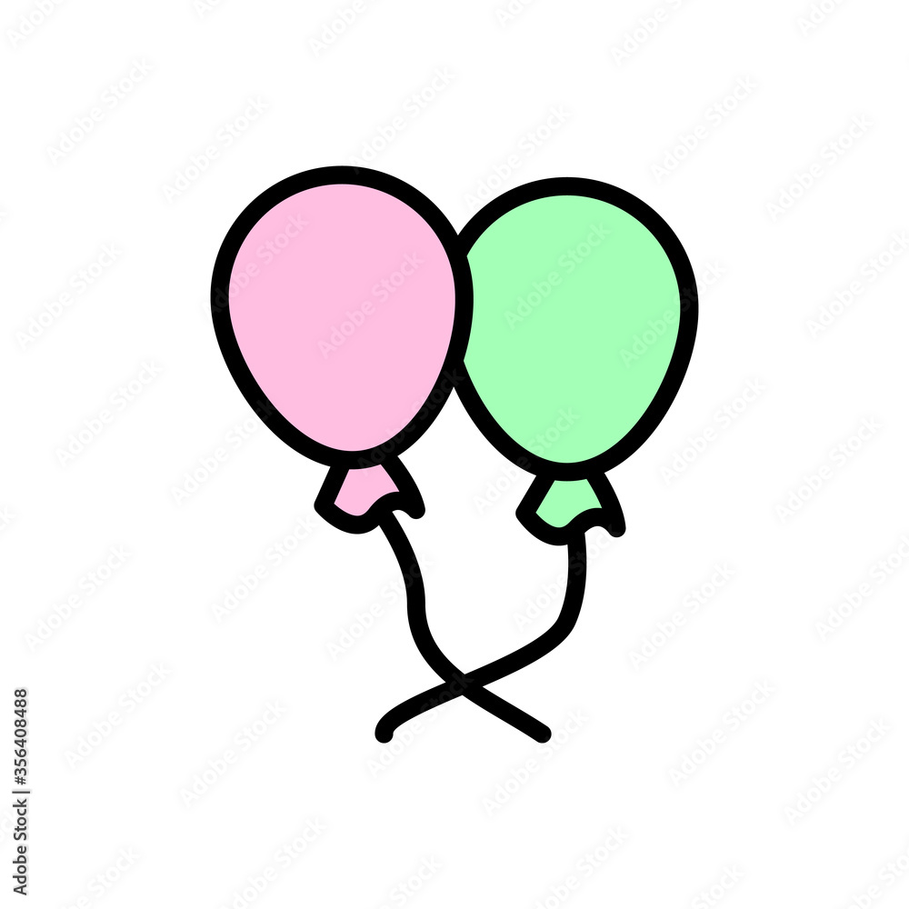 Poster balloon, air icon. simple color with outline vector elements of kindergarten icons for ui and ux, we