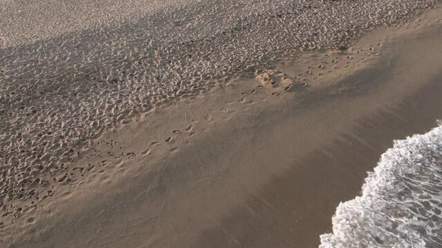 Aerial traveling beach drone coast mataro barcelona sand