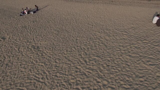 Aerial traveling beach drone coast mataro barcelona sand