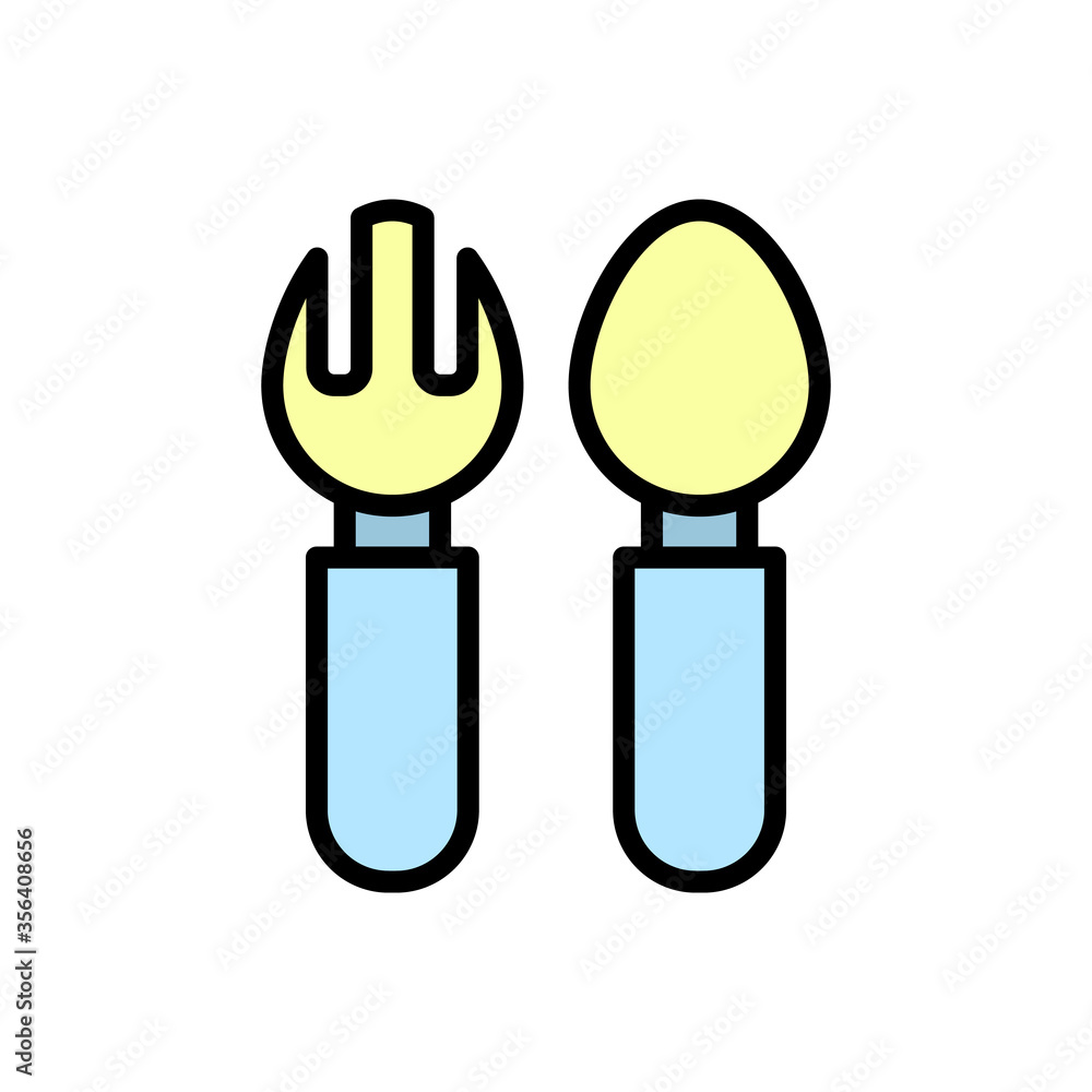 Aufkleber fork, knife icon. simple color with outline vector elements of kindergarten icons for ui and ux, web