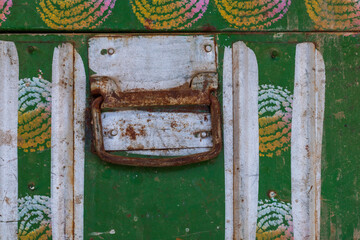 Old dark green decorated box