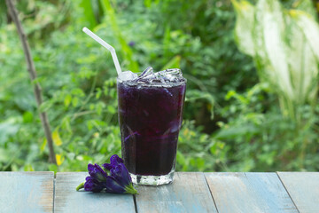 Cool Butterfly pea Juice/Thai herb cold drink