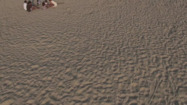 Aerial traveling beach drone coast mataro barcelona sand