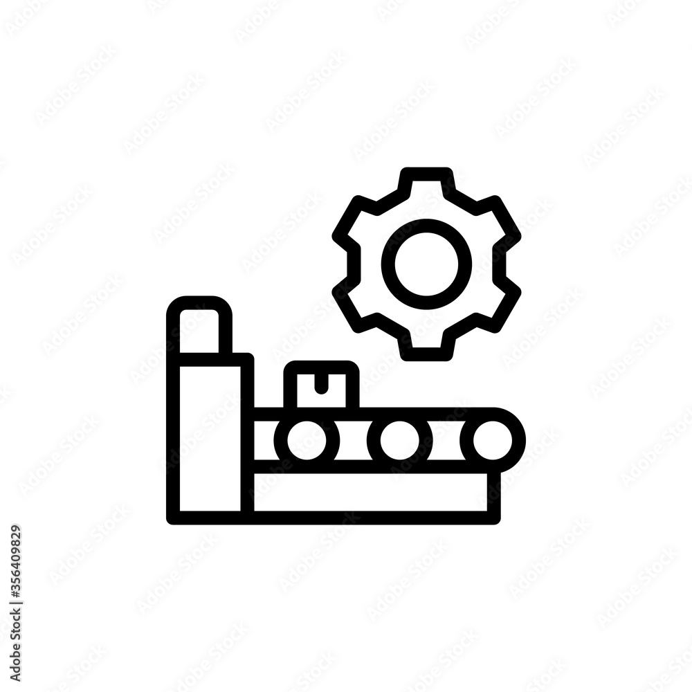 Poster assembly line, manufacturing icon. simple line, outline vector elements of production icons for ui a